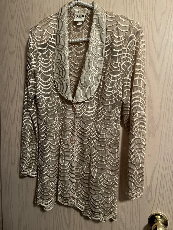 SAM. | Jackets & Coats | Sam Cream Lace Overlay Buttonfront Jacket ...